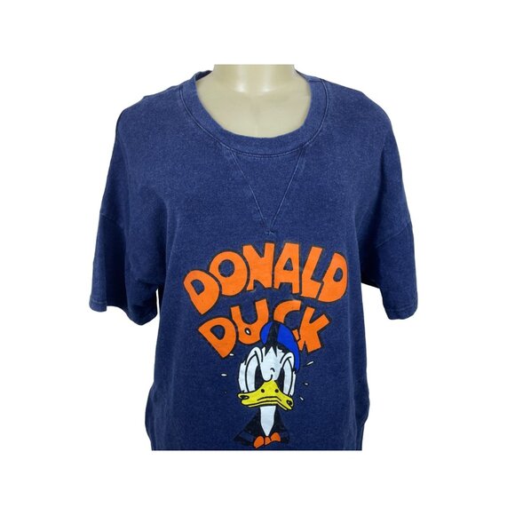 Designed by Korea Donald Duck Women's Short Sleeve Blue Denim Print Dress Sz L - Picture 5 of 8